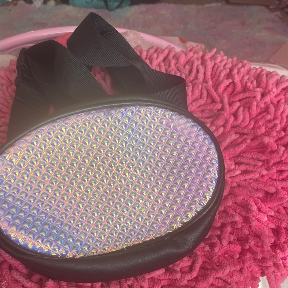 Holographic Crossbody Bag with Black Strap